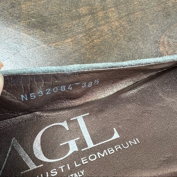 AGL Grey Suede Pointed Toe Flats Grommet Career Classic - Picture 8 of 9